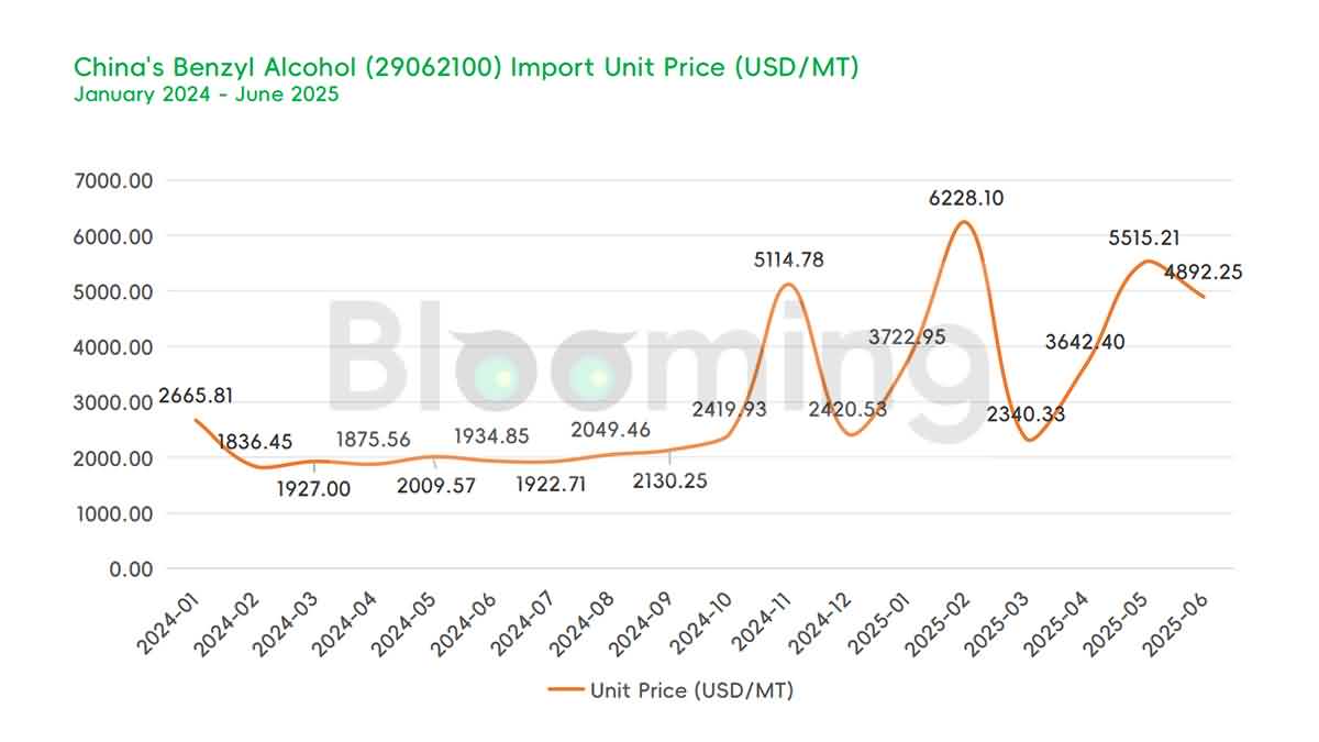 China's Benzyl Alcohol Trade Trends in June 2025: Imports Plunge While Exports Continue to Rise 02